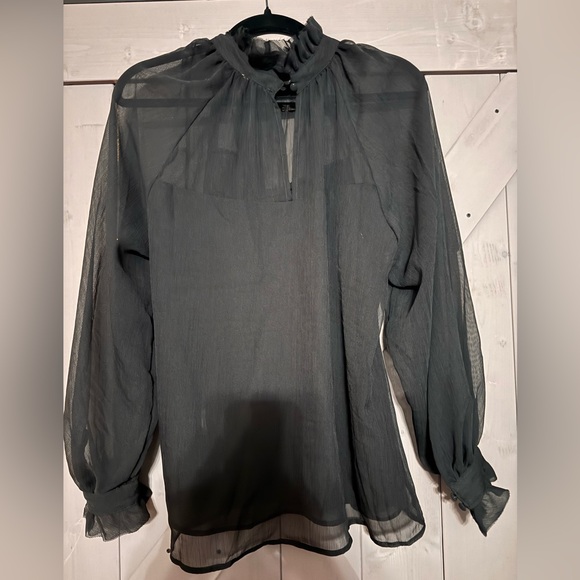 Blu Pepper Sheer Black Blouse - Picture 2 of 6